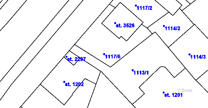 Parcela st. 1117/6 v KÚ Náchod, Katastrální mapa