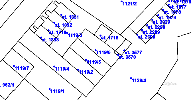 Parcela st. 1119/6 v KÚ Náchod, Katastrální mapa