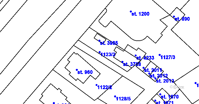 Parcela st. 1123/2 v KÚ Náchod, Katastrální mapa