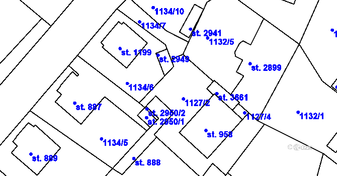 Parcela st. 1132/2 v KÚ Náchod, Katastrální mapa