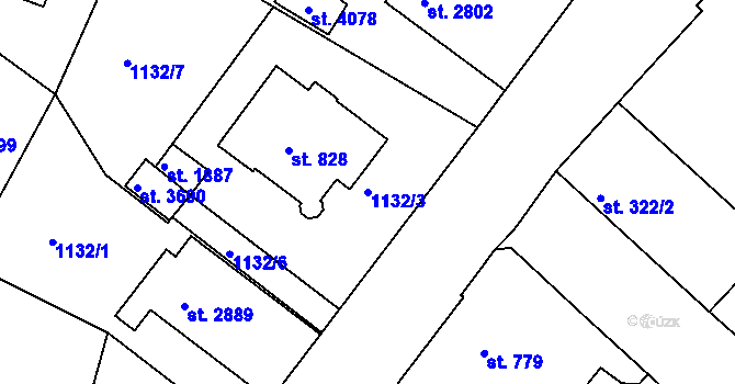 Parcela st. 1132/3 v KÚ Náchod, Katastrální mapa