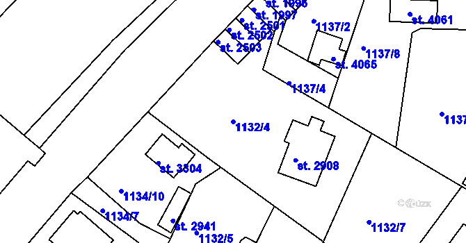 Parcela st. 1132/4 v KÚ Náchod, Katastrální mapa