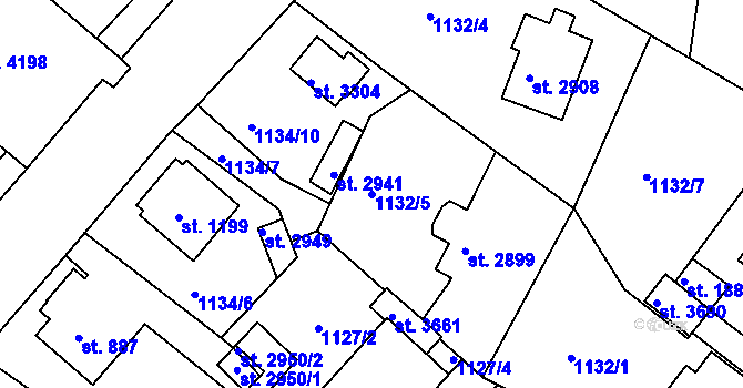 Parcela st. 1132/5 v KÚ Náchod, Katastrální mapa
