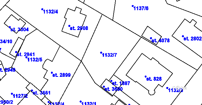Parcela st. 1132/7 v KÚ Náchod, Katastrální mapa