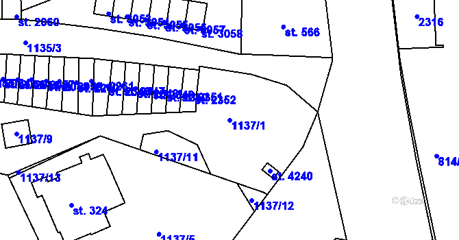 Parcela st. 1137/1 v KÚ Náchod, Katastrální mapa