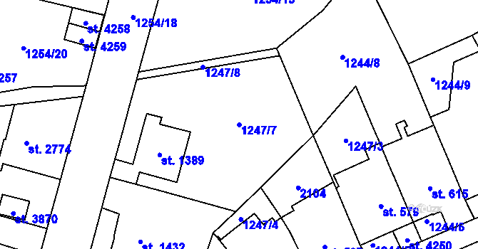 Parcela st. 1247/7 v KÚ Náchod, Katastrální mapa