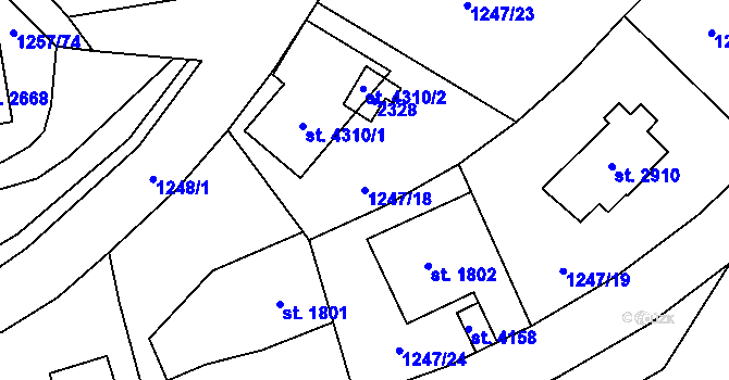 Parcela st. 1247/18 v KÚ Náchod, Katastrální mapa