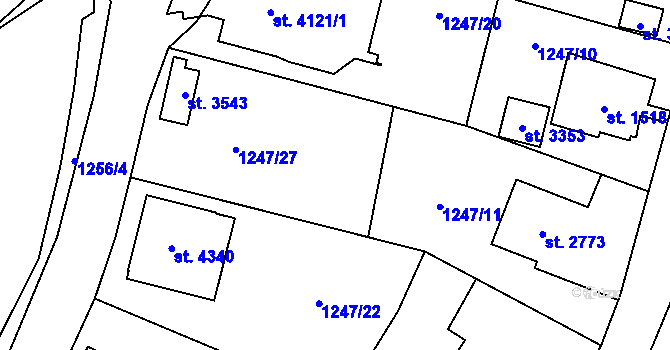 Parcela st. 1247/21 v KÚ Náchod, Katastrální mapa