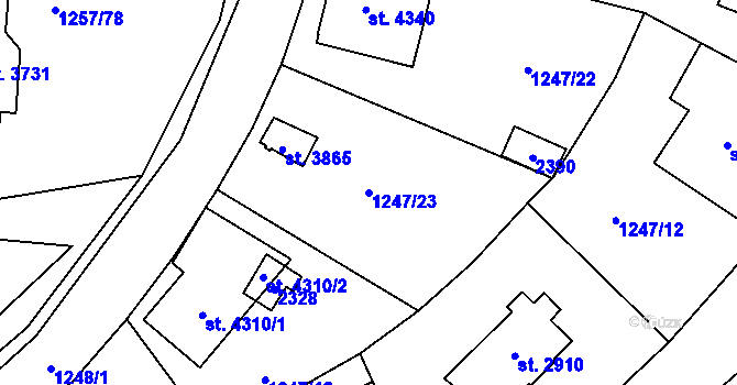 Parcela st. 1247/23 v KÚ Náchod, Katastrální mapa