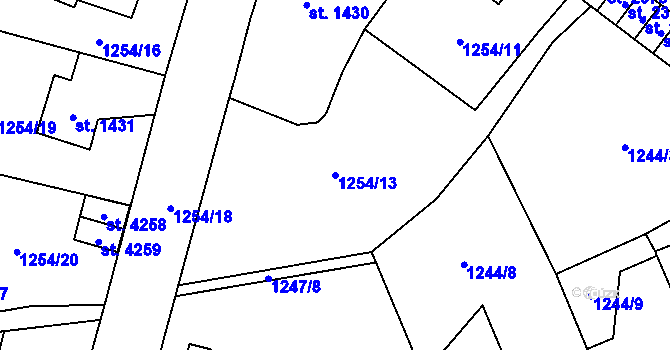 Parcela st. 1254/13 v KÚ Náchod, Katastrální mapa