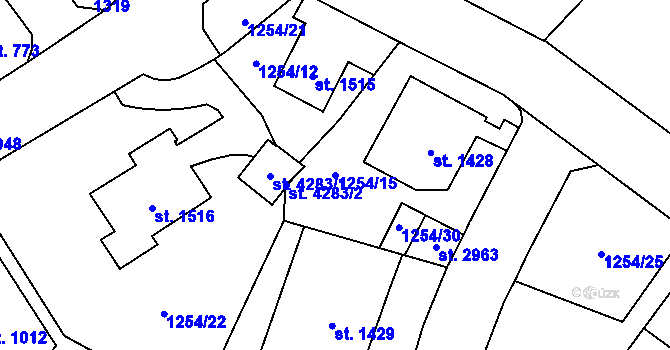 Parcela st. 1254/15 v KÚ Náchod, Katastrální mapa