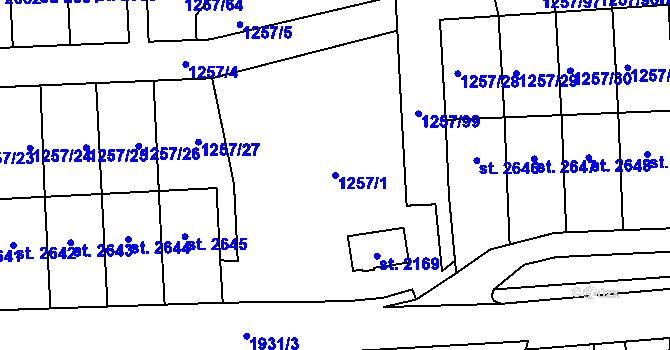 Parcela st. 1257/1 v KÚ Náchod, Katastrální mapa