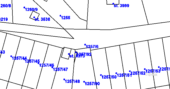 Parcela st. 1257/6 v KÚ Náchod, Katastrální mapa
