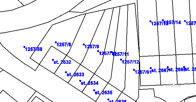 Parcela st. 1257/10 v KÚ Náchod, Katastrální mapa