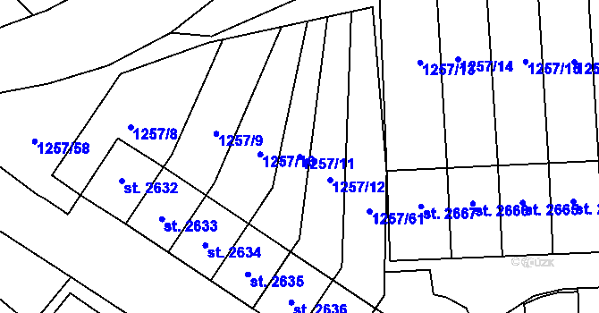 Parcela st. 1257/11 v KÚ Náchod, Katastrální mapa