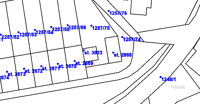 Parcela st. 1257/85 v KÚ Náchod, Katastrální mapa