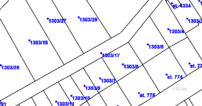 Parcela st. 1303/17 v KÚ Náchod, Katastrální mapa
