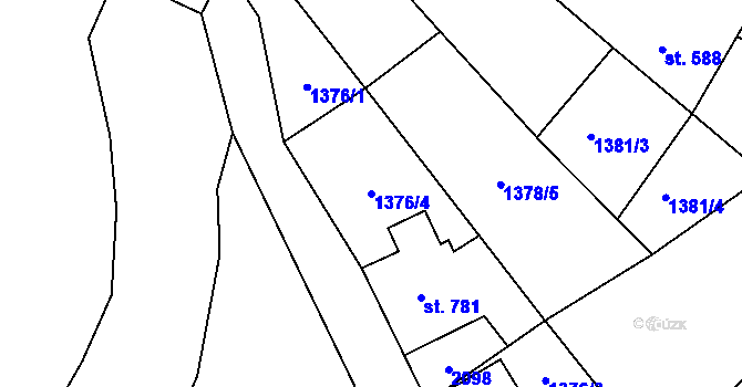 Parcela st. 1376/4 v KÚ Náchod, Katastrální mapa