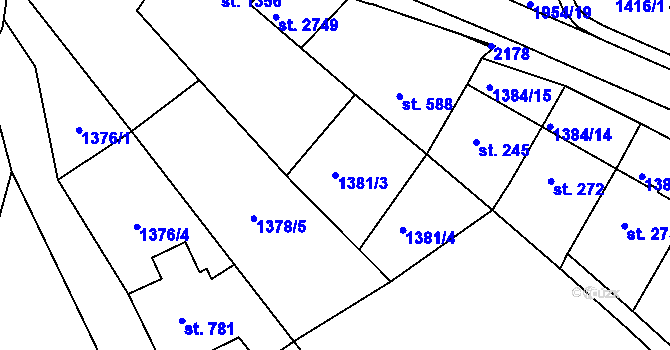 Parcela st. 1381/3 v KÚ Náchod, Katastrální mapa