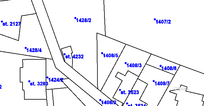 Parcela st. 1408/5 v KÚ Náchod, Katastrální mapa