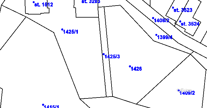Parcela st. 1425/3 v KÚ Náchod, Katastrální mapa