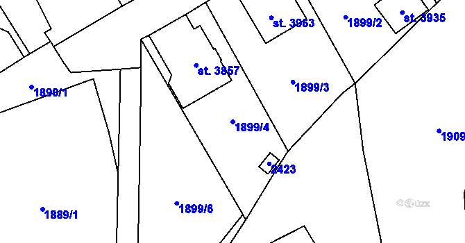 Parcela st. 1899/4 v KÚ Náchod, Katastrální mapa