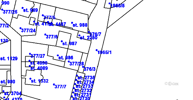 Parcela st. 1965/1 v KÚ Náchod, Katastrální mapa