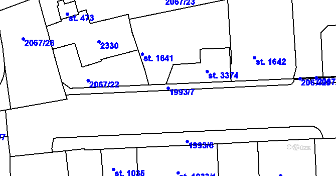 Parcela st. 1993/7 v KÚ Náchod, Katastrální mapa