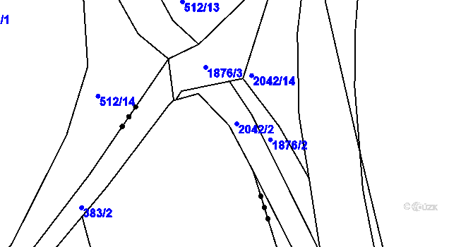 Parcela st. 2042/2 v KÚ Náchod, Katastrální mapa