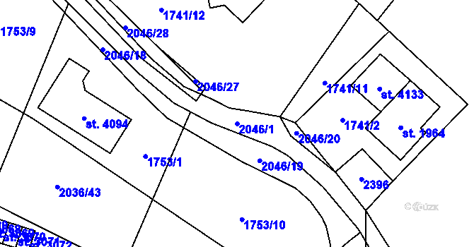 Parcela st. 2046/1 v KÚ Náchod, Katastrální mapa