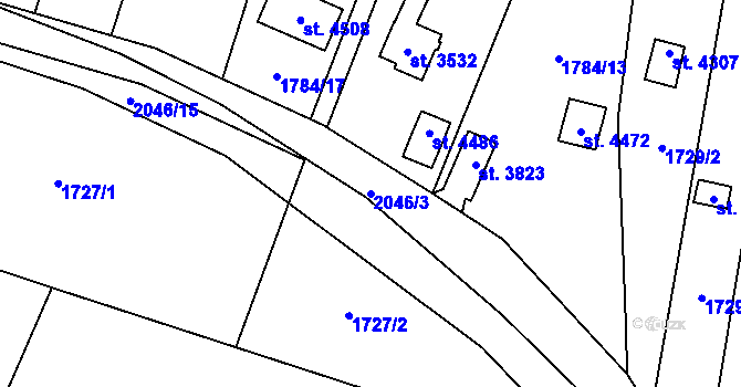 Parcela st. 2046/3 v KÚ Náchod, Katastrální mapa