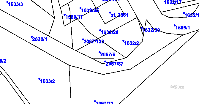 Parcela st. 2067/6 v KÚ Náchod, Katastrální mapa