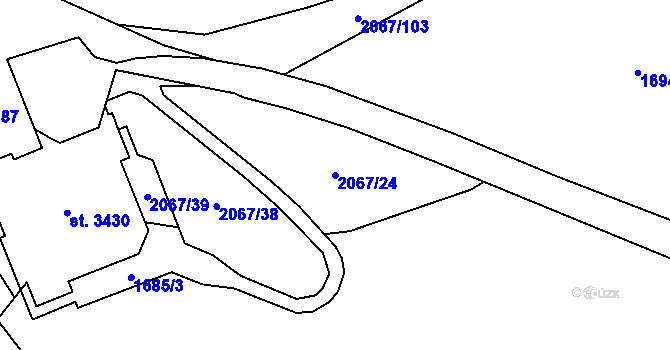 Parcela st. 2067/24 v KÚ Náchod, Katastrální mapa