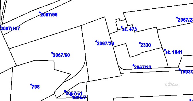 Parcela st. 2067/26 v KÚ Náchod, Katastrální mapa