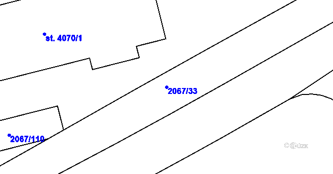 Parcela st. 2067/33 v KÚ Náchod, Katastrální mapa