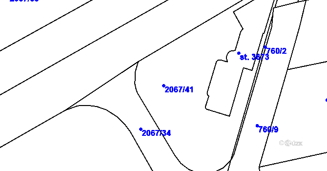 Parcela st. 2067/41 v KÚ Náchod, Katastrální mapa