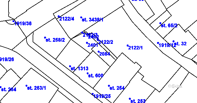 Parcela st. 2084 v KÚ Náchod, Katastrální mapa