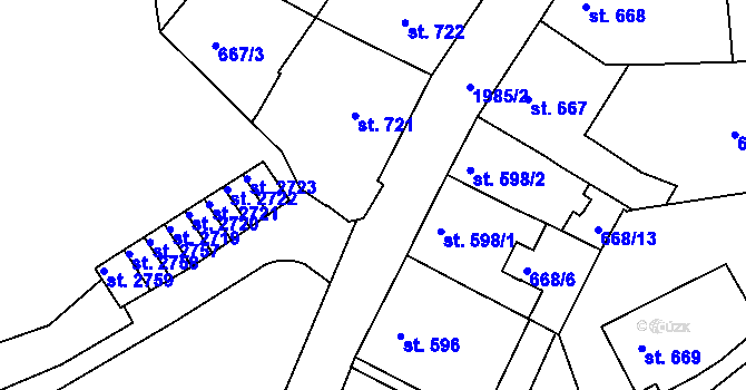 Parcela st. 1985/5 v KÚ Náchod, Katastrální mapa