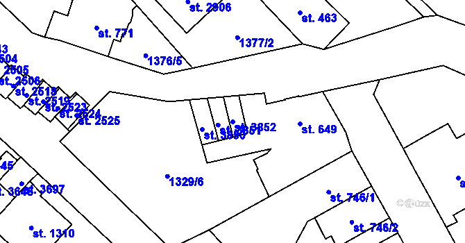 Parcela st. 3852 v KÚ Náchod, Katastrální mapa