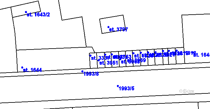 Parcela st. 3863 v KÚ Náchod, Katastrální mapa