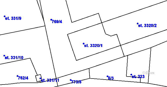 Parcela st. 3320/1 v KÚ Náchod, Katastrální mapa