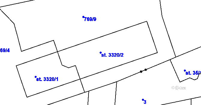Parcela st. 3320/2 v KÚ Náchod, Katastrální mapa