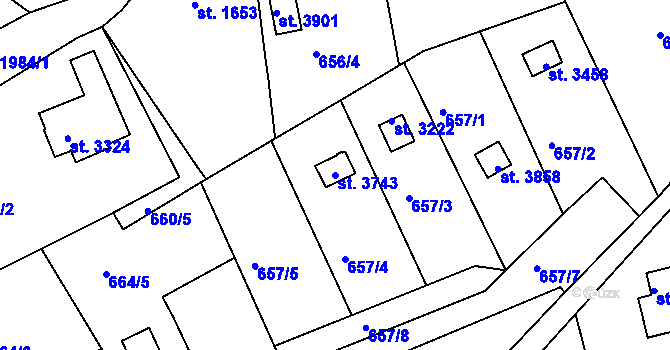 Parcela st. 3743 v KÚ Náchod, Katastrální mapa