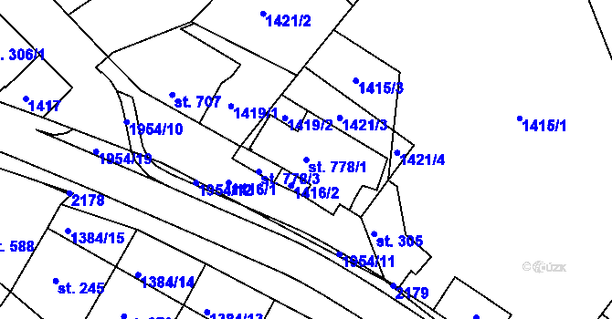 Parcela st. 778/1 v KÚ Náchod, Katastrální mapa