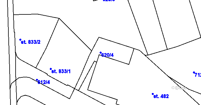 Parcela st. 620/4 v KÚ Náchod, Katastrální mapa
