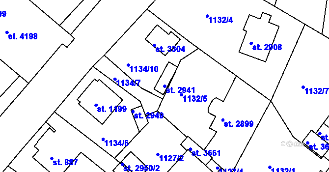 Parcela st. 2941 v KÚ Náchod, Katastrální mapa