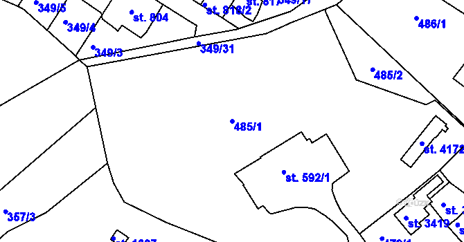 Parcela st. 485/1 v KÚ Náchod, Katastrální mapa