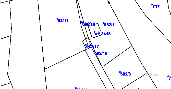 Parcela st. 682/17 v KÚ Náchod, Katastrální mapa