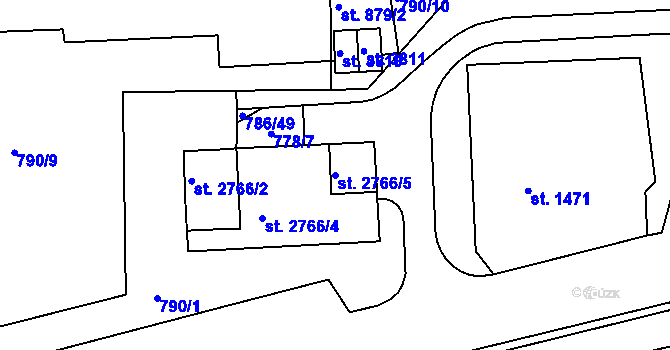 Parcela st. 2766/5 v KÚ Náchod, Katastrální mapa