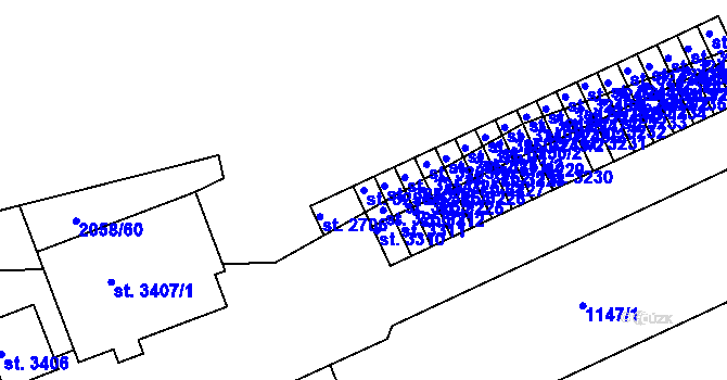 Parcela st. 3256/1 v KÚ Náchod, Katastrální mapa